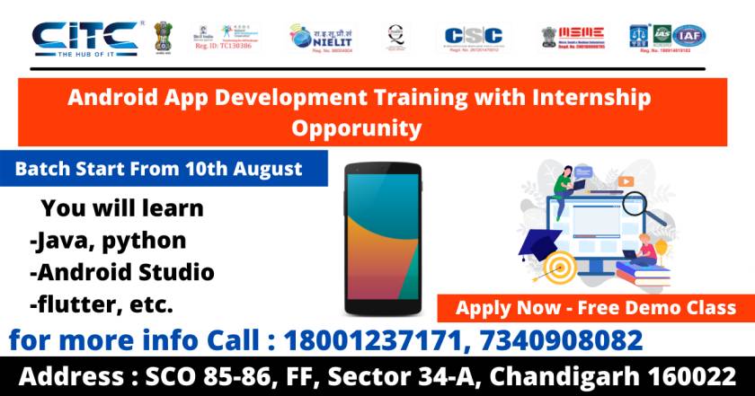 Android App Development Course in Chandigarh | Internship Opportunity | 100% Job Placement