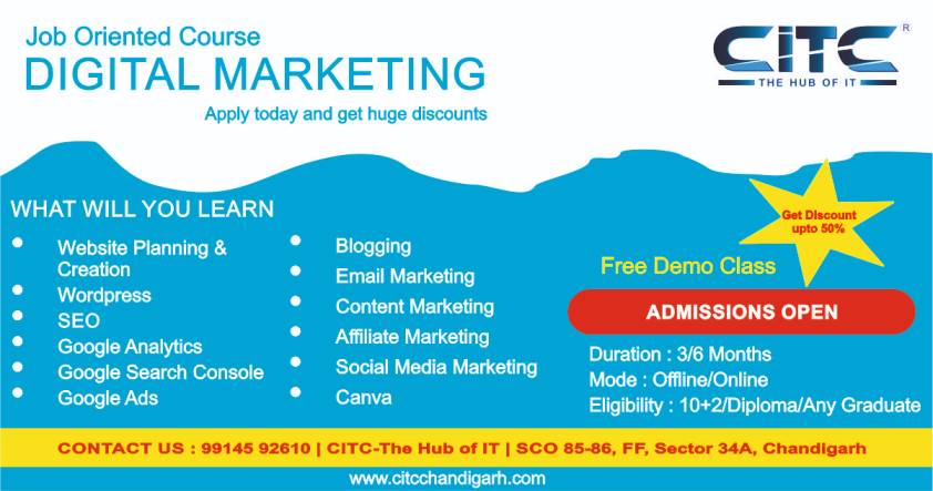 Digital Marketing training in Chandigarh | Internship Opportunity